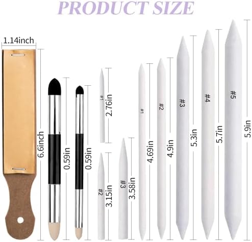 15 PCS Blending Stumps and Blending Sponge Pens with Sandpaper Pencil Sharpener, Tortillions Blending Sticks for Shading Complete, Blending Pencils for Student Artist Charcoal Sketch Drawing Tools