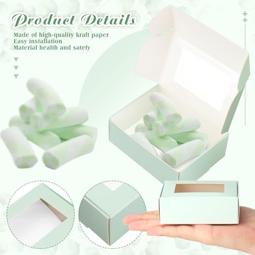 Zonon 30 Pcs Mini Kraft Soap Boxes with Window Homemade,Light Green