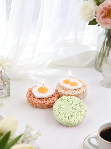 3D Instant Noodle Silicone Mold & Fried Egg Mold, Non-Stick Food Shape Candle Moulds for Chocolate, Resin, Soap | Cute Fondant Molds for Baby Shower Party DIY Crafts‌ (Instant Noodles)