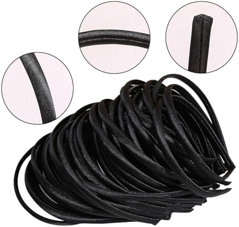 50Pcs Black Thin Satin Non Slip Headbands Fabric Hair Bands Women