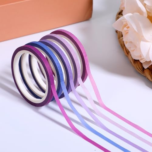 20 Rolls Rainbow Washi Tape Slim, 16.4ft Colorful Rainbow Pastel Washi Tape Set Skinny Thin Decorative Colored Washis Craft Tapes, Rainbows Colors Thin Decorative Tapes for Journal DIY Planner Craft
