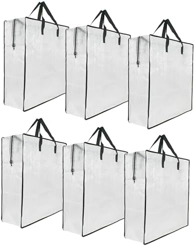 6 Pack Clear Storage Bags with Zipper and Handles, Blanket Bags For Closet Storage, Moving and Packing Supplies for College, Underbed Storage Organizer for Clothes Pillow Bedding Christmas Wreath