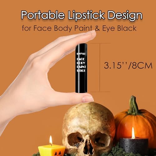 SUNNYVALE Clown Red Face Body Paint Stick Cream, Sweatproof Eye Black for Adults Sports, Hypoallergenic Grease Foundation Makeup for SFX Special Effects Cosplay Costume Parties