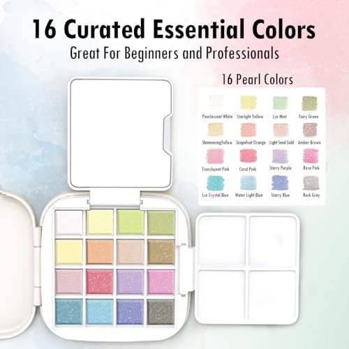 Mini Watercolor Paint Set, Compact Travel Art Kit with 16 Colors