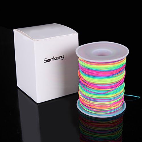 Senkary 0.8 mm Rainbow Elastic String Cord Stretchy Bracelet String Beading Thread for Jewelry Making and Bracelet Making, 109 Yards