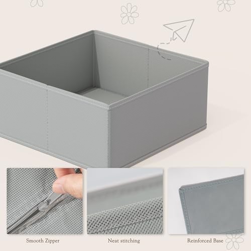 Criusia Drawer Organizers 18-Piece Set, Dresser Organizer for Baby Clothes, Foldable Closet Storage & Drawer Dividers for Underwear, Socks, Nursery (Gray)