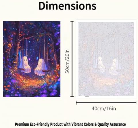 CraftBliss Halloween Forest Ghost Paint by Numbers Kit for Adults Beginners, DIY Paint by Numbers Kits for Adults Without Frame, Acrylic Paint Canvas Painting Kits Art Home Decor 16x20 Inch