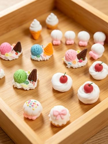 Mini Cream & Cone Silicone Mold, 4 Pieces Non-Stick Food Shape Candle Molds for Chocolate, Resin, Soap | Cute Bread Fondant Molds for Baby Shower Birthday Party DIY Crafts‌ (Cream & Cone)