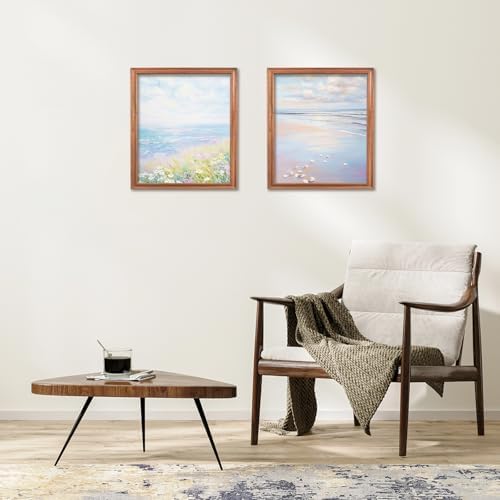RLTXBUK 2 Pack Blue Pastel Coastal Ocean Diamond Art Kits, Coastal Granddaughter Room Decor, Summer Seaside Floral Seashell Beach Gem Diamond Painting Art Kits for Adults Kids Beginners, 9.8x11.8 Inch
