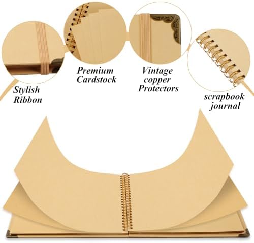Joyberg Scrapbook 80 Pages, Scrapbooking Supplies 10 x 10 In, Scrapbook Album Suitable for Album Memory Book Wedding, Anniversary Family, DIY Craft Projects (Brown)