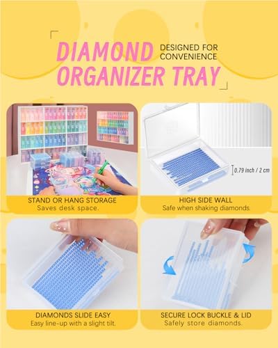 forever young 60PCS Diamond Painting Storage Containers Trays ＆ Stand