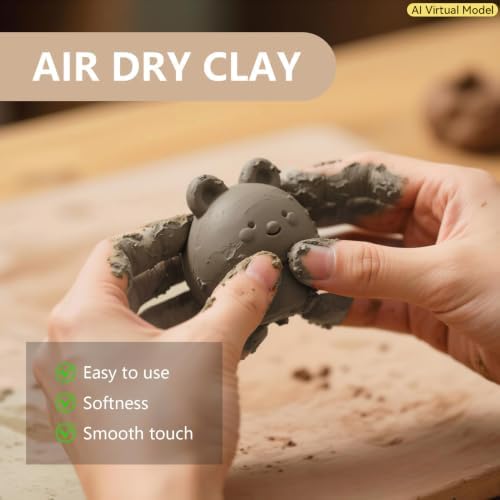 VIBRATITE 10LB Air Dry Clay, Gray Modeling Clay for Pottery & Sculpting | Easy to Shape for Hand Building, Wheel Throwing, DIY Crafts, Classroom Art Projects, Ideal for Beginners & Artists