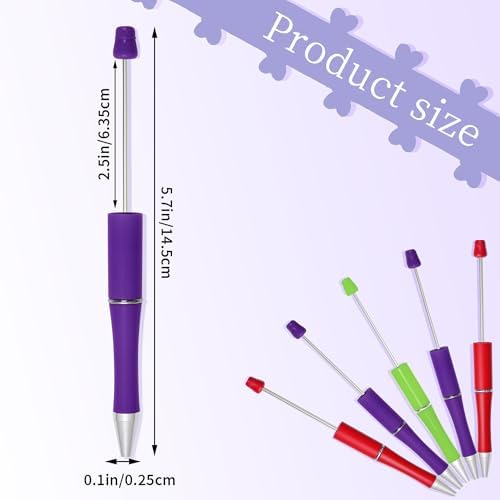 30Pcs Halloween Beadable Pens Beaded Ballpoint Pens Bulk for DIY Purple