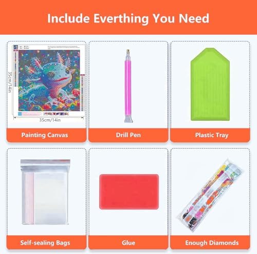 Axquilon Axolotl Diamond Art Kits for Adults 14x14 Inch
