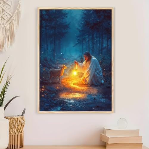 Jesus Paint by Numbers Kit for Adults Framed Canvas 12X16 in, Frameworkless