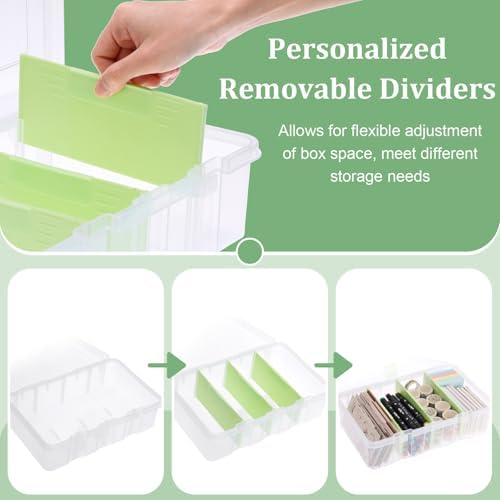 BTSKY Clear Plastic Dividing Storage Box with 4 Compartments Sewing Box