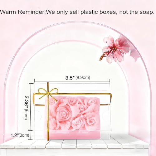 100PCS 3.5x2.36x1.2 Inch Clear Plastic Soap Boxes Packaging - Small Bakery Favor Boxes for Macarons, Cookies & Candies, Perfect for Homemade Soap Gifts, Wedding & Birthday Parties