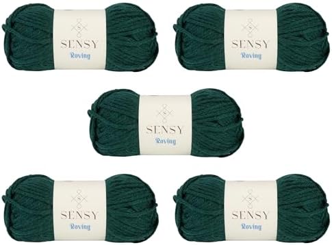 S Sensy Roving - Premium Acrylic&Wool Yarn 5 Skeins Forest Green 131 Yards