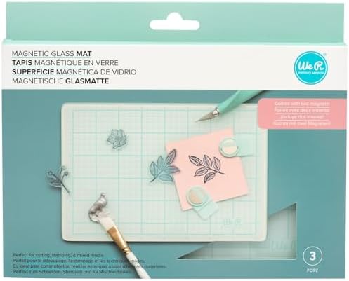We R Memory Keepers Magnetic Glass Crafting Mat 9x6 - Heavy Duty, Perfect for Cutting, Paint Mixing, Scrapbooking, Crafts, and More