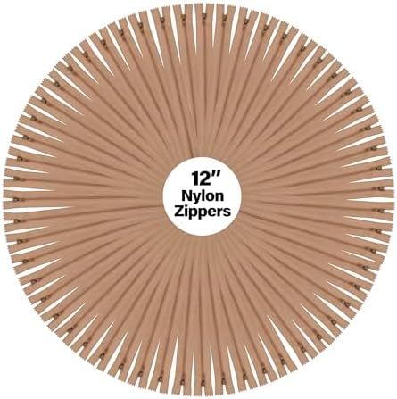 Mandala Crafts 80 PCs Tan Closed-End 12 Inches Nylon Zippers for Sewing