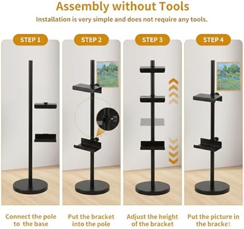 Adjustable Tabletop Easel Stand for Picture Frames, Picture Easels for Display, Gold Easel, Picture Frame Stand, Adjustable Art Easel.(18inch,Black)