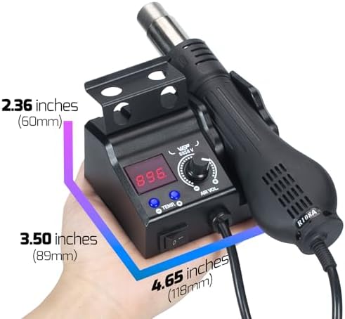 WEP 8858-V Hot Air Rework Station Kit with Compact Size, Integrated Nozzle Holder, 3 Nozzles, 2 Tweezers, Adjustable Temperature& Air Volume, PID Program, °C/°F Conversion and More