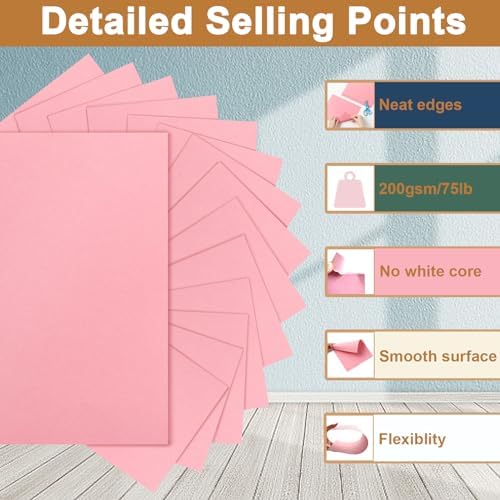 Silunkia 40 Sheets Candy Pink Cardstock 8.5 x 11 Craft Paper 75lb