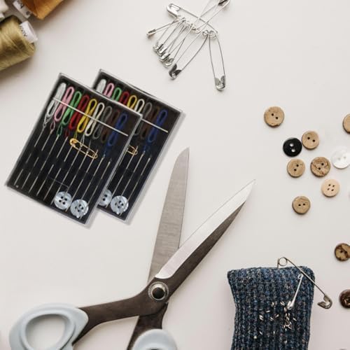 QHAJRYYC 2 Boxes Easy Pre Threaded Needle Kit, Prethreaded Sewing Kits
