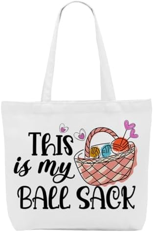 Crochet Knitting Humor Yarn Gifts Canvas Tote Bag, Reusable Grocery Shopping Bags for Crocheters Christmas