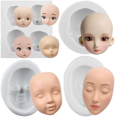 Baby Face Polymer Clay Mold Human Face Silicone Molds Set of 4