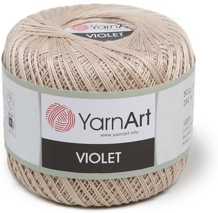 Yarn Art 1 Skein YarnArt Violet,100 Mercerized Cotton Yarn Threads Crochet Lace Hand Knitting Yarn Embroidery Arts Crafts (Beige 4660)