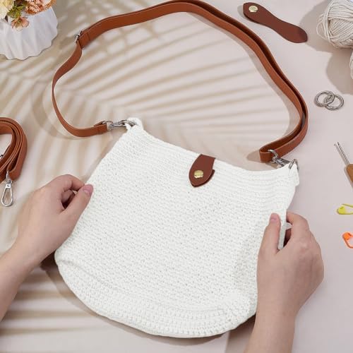 ACRNIGHEET Crochet Bag Kit for Beginners Adults Crochet Purse for Women DIY Tote Bag Making Kit with Step-by-Step Tutorials Knitting Supplies for Adults Crafts Boho Gift Idea (White)