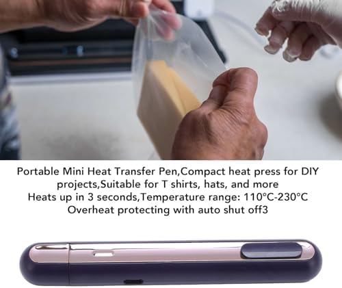 ZJchao Mini Heat Press Pen for Erasing, Achieve Optimal Heat in 3 Seconds, 500mAh Battery Automatic Retraction for DIY Projects, Cards, Gifts