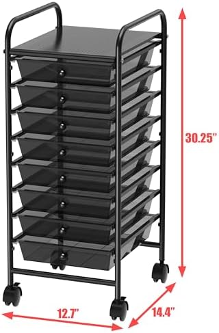 Simple Houseware 8 Drawers Rolling Utility Cart Art Craft Storage, Black