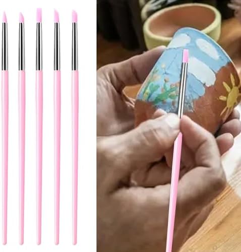 15 PCS Pink Clay Sculpting Tools Set, Professional Silicone Brushes & Dotting Tools Kit for Polymer Clay, Air Dry Clay, Pottery, Modeling & Crafting