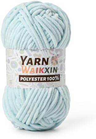 Baby Blue Soft Chenille Yarn for Crocheting, Fluffy Chunky Crochet Yarn for Baby Blanket, (3.52oz/131yds) Fuzzy Velvet Yarn for Amigurumi&DIY Puzzle、Crafts、Scarf