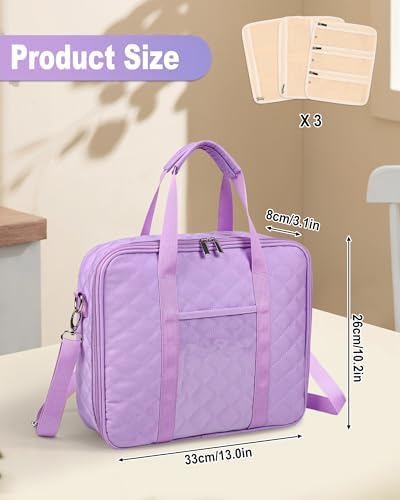 Sewing Supplies Organizer Bag with Removable Binder,Purple