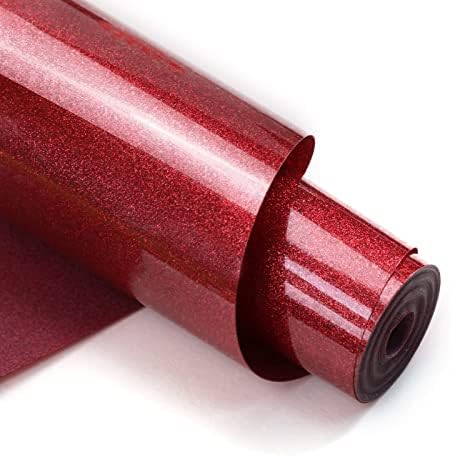 HTVRONT Glitter HTV, 12" x 10ft Red Glitter HTV Heat Transfer Vinyl