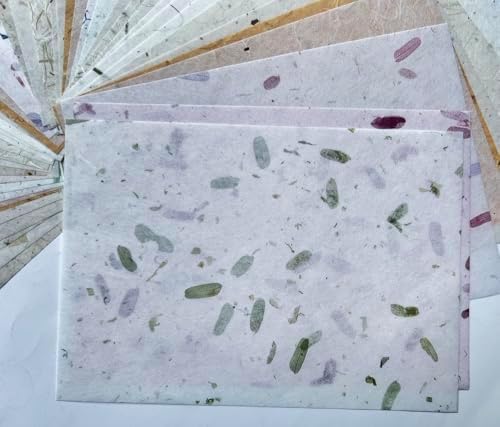 A5 50 Sheets Natural Banana bark,leavse etc., Mulberry Paper Sheets Art Tissue Washi Paper Design Craft Art Origami Suppliers Card Making 8.3" x 5.8". (Mixed Leaves,Banana Bark, etc, A5) (Pack of 2)