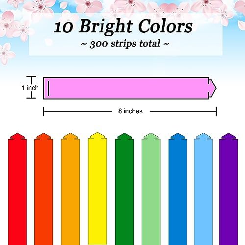 300 Paper Chain Strips for Crafting. No Glue or Tape Needed. Kid Friendly & Family Fun. Yields Over 50 Feet of Paper Chains for Party or Classroom Decorations (Multicolor)