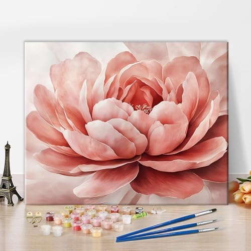 TUMOVO Paint by Numbers Kit for Adults Beginner Pink Flower Canvas Art