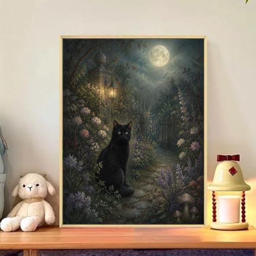 CRZMODE Cat Paint by Numbers Kit for Adults, Black Cat,16x20 inch