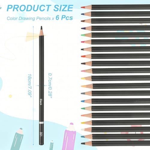 PATIKIL Colored Pencils, Black Color Drawing Pencils with Oil-Based Cores Art Scrapbook Supplies for Adult Coloring Books Artists Beginners Drawing Sketching, 6 Pcs