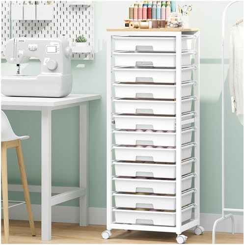 SYKIARIOL Rolling Cart with 12 Drawers,White