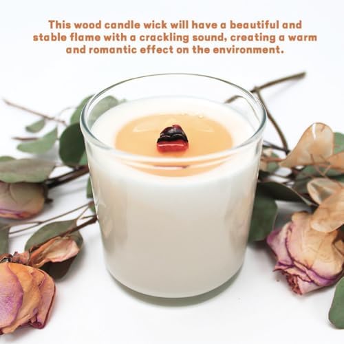 50 Set Wood Candle Wicks 3 Widths, DIY Candle Making Supplies Wooden Wicks with Iron Stands for Handmade Candles Including 20Set 5.1x0.51in, 20Set 5.9x0.59in, 10Set 5.9x0.75in Natural Wood Wick