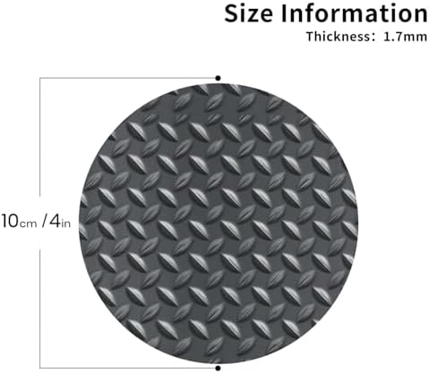 Embossed Diamond Tread Plate Gray Metal Drinks Coasters Set of 4 Leather Drink Coasters for Tabletop Protection Heat Resistant Bar Cup Mat Pad