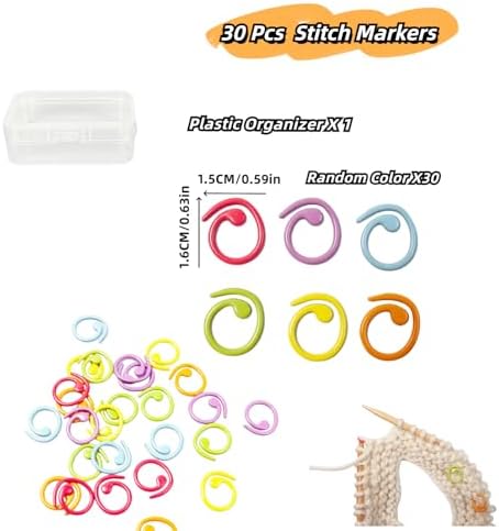 Hilsayum 30Pcs Multicolor Spiral Stitch Markers Knitting Stitch Rings Mini Size Crochet Markers Knitting Tool for Weaving Crocheting and Knitting