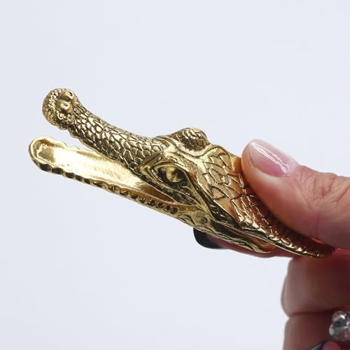 Vintage Crocodile Head Journal Clip - 3.4 Inch Heavy Duty Alligator Metal Book Clip Pin, Solid Decorative Bookmark Paper Organizer Notebook Holder Planner for Home Office Desk