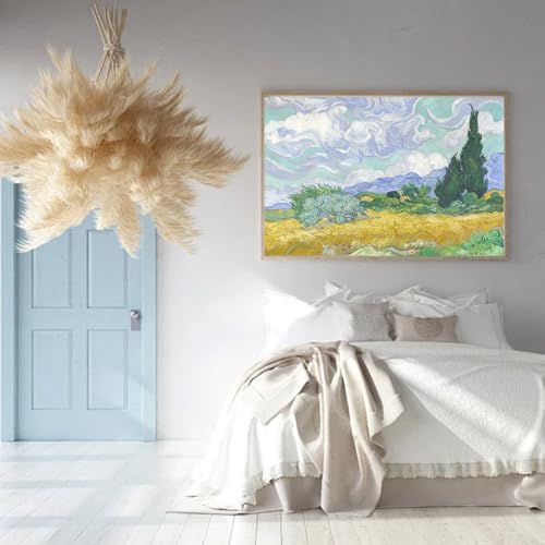 VeGuude Diamond Art Kits for Adults-Van Gogh Diamond Painting Kits for Adults Beginners,Wheat Field with Cypresses 5D DIY Full Drill Diamond Painting Cat Gem Art and Crafts 12x16inch