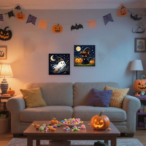 2 Pack Halloween Paint by Numbers Kit for Kids with Frame, Gift, 8x8 In